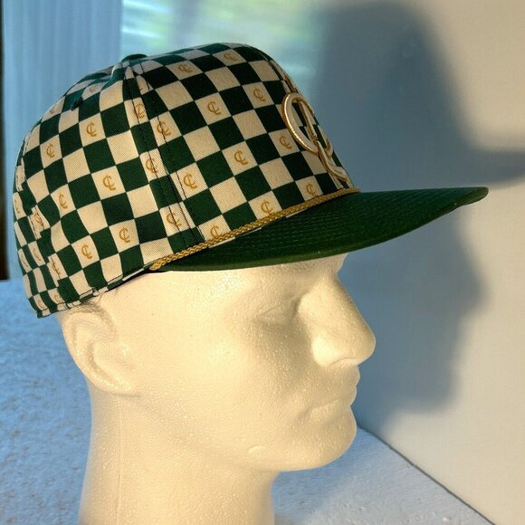 Liv Golf 110 OSFA NWOT Green check Embroidered Cap Sport Resort Streetwear - Picture 4 of 8
